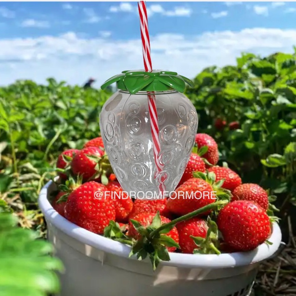 Strawberry Shaped Tumbler with Straw